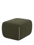 Cozmo pouffe footstool dark green velvet natural piping, imported from the UK