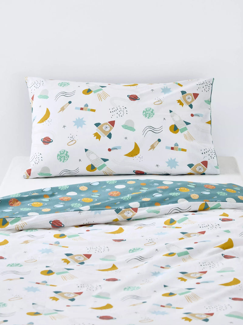 John Lewis kids space duvet set single pillowcase, imported from the UK