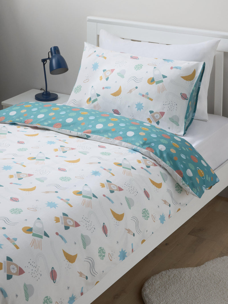 John Lewis kids space duvet set single pillowcase, imported from the UK