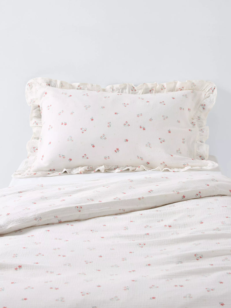 John Lewis kids primrose ruffle cotton duvet set white, UK version