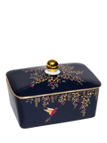Sara Miller fine china butter dish navy with gold (British brand)