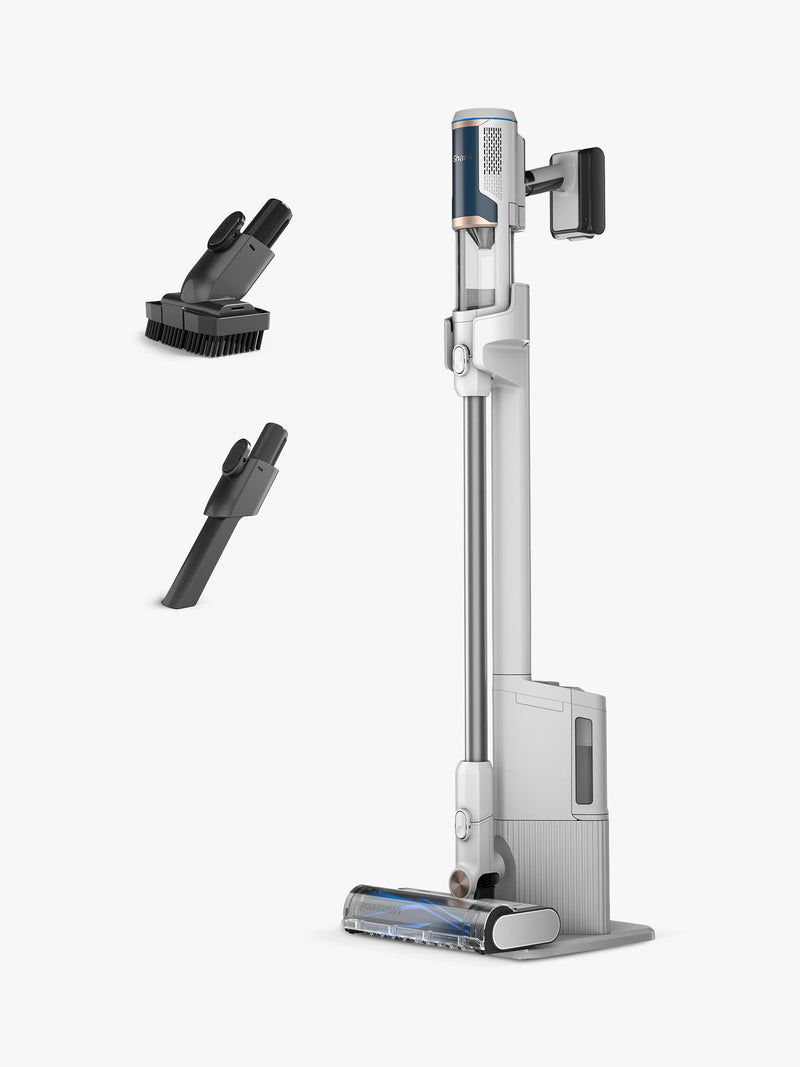 Shark cordless vacuum cleaner in White, Navy and Brass, imported from the UK