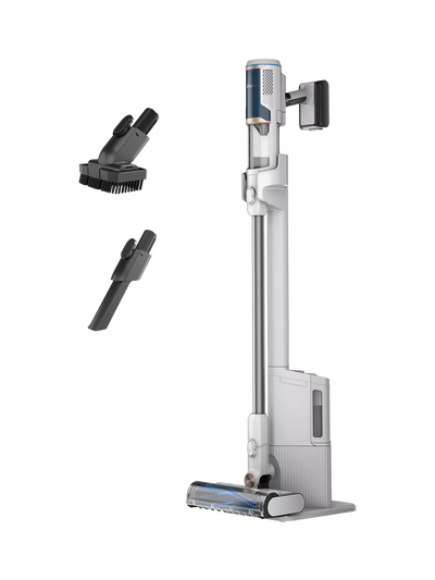 John Lewis Shark BU3521UK Cordless Stick Vacuum Cleaner in White, Navy and Brass- Buy online at McGrocer