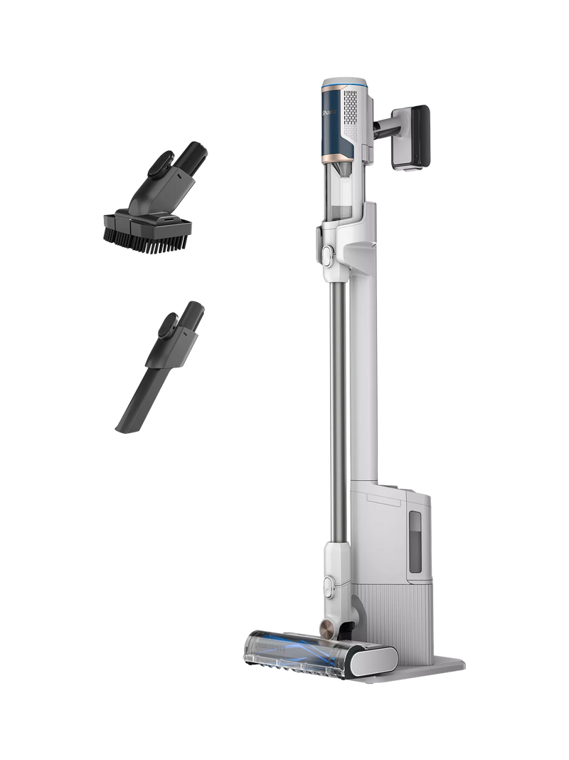 Shark cordless vacuum cleaner in White, Navy and Brass, imported from the UK