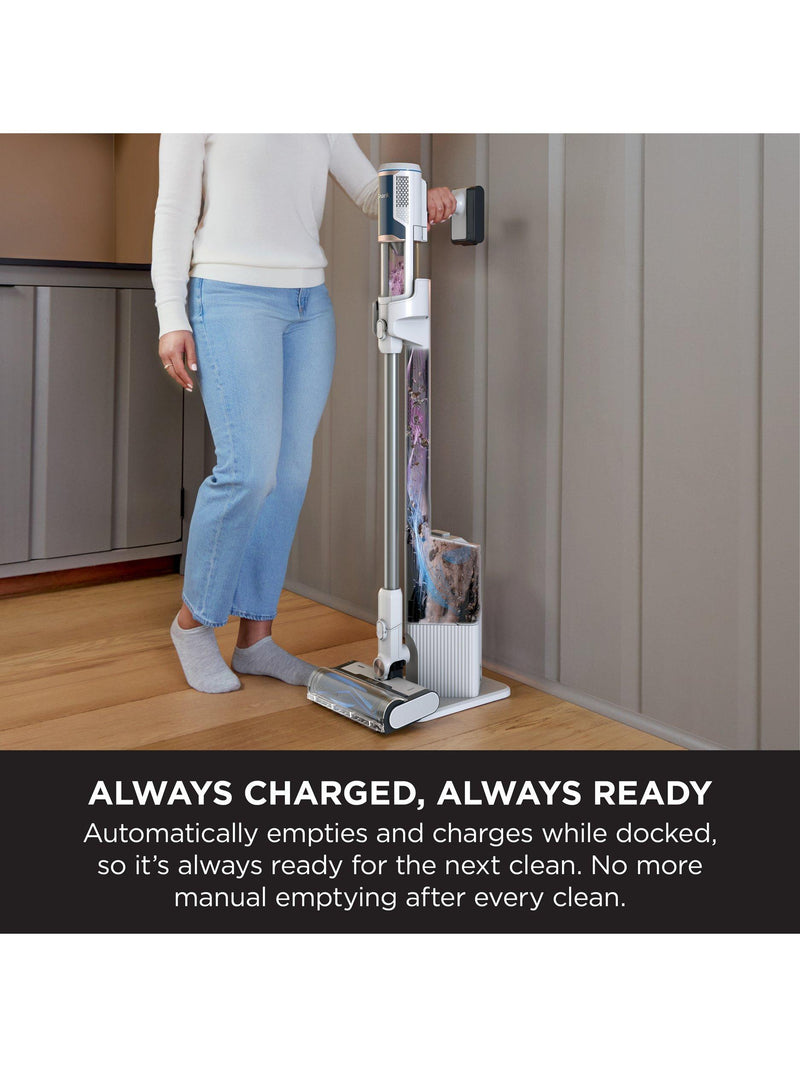 Shark cordless vacuum cleaner in White, Navy and Brass, imported from the UK