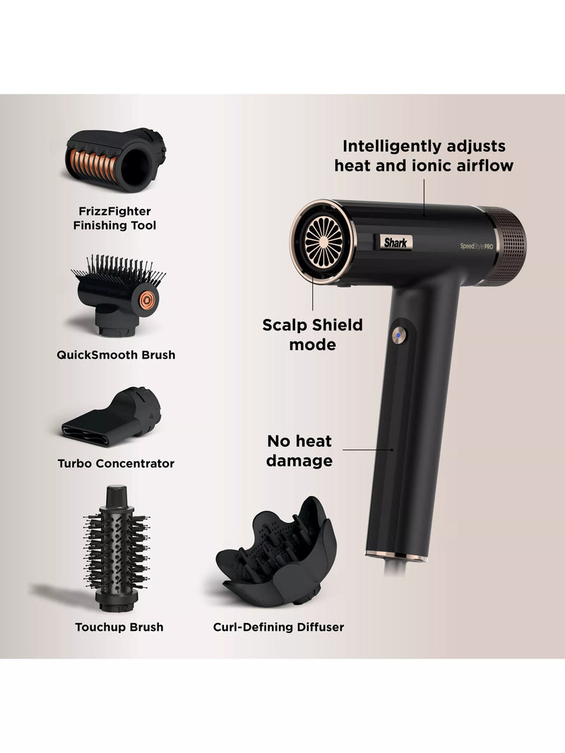 Shark SpeedStyle Pro hair dryer system in black, imported from the UK