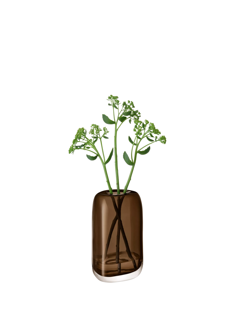 LSA International oblong brown glass vase 24cm height, UK version
