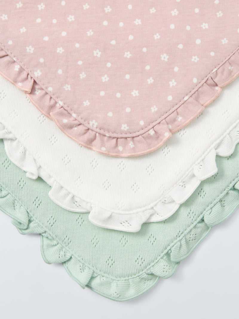 John Lewis baby dribble bib with pointelle design, pack of 3, UK version