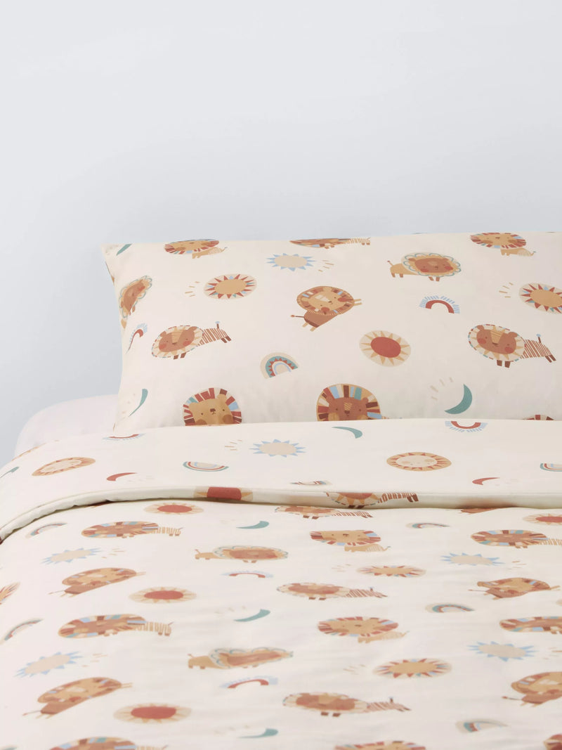 John Lewis reversible cotton duvet cover lion weather cot, UK version