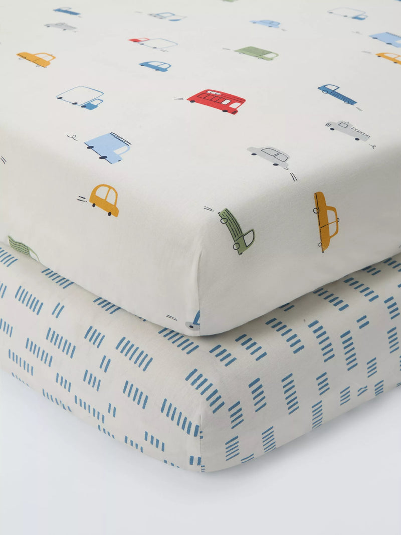 John Lewis fitted baby sheet pack of 2 cotbed 70x140cm (British brand)