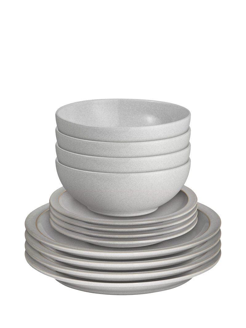 Denby Dove Grey stoneware dinnerware set 12 piece, UK version