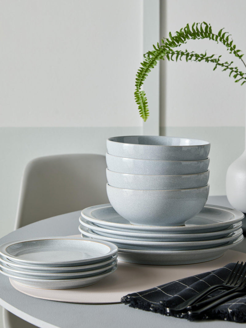 Denby Dove Grey stoneware dinnerware set 12 piece, UK version