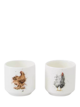 John Lewis Fine Bone China Egg Cups, Set of 2 with Feathery Chicken Designs- Buy online at McGrocer