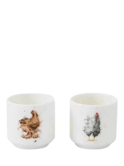 John Lewis Fine Bone China Egg Cups, Set of 2 with Feathery Chicken Designs- Buy online at McGrocer