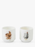 Wrendale Designs fine bone china egg cups set of 2 white multi feathery chicken designs (British brand)