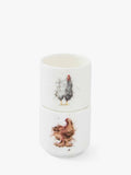 Wrendale Designs fine bone china egg cups set of 2 white multi feathery chicken designs (British brand)