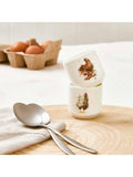 Wrendale Designs fine bone china egg cups set of 2 white multi feathery chicken designs (British brand)