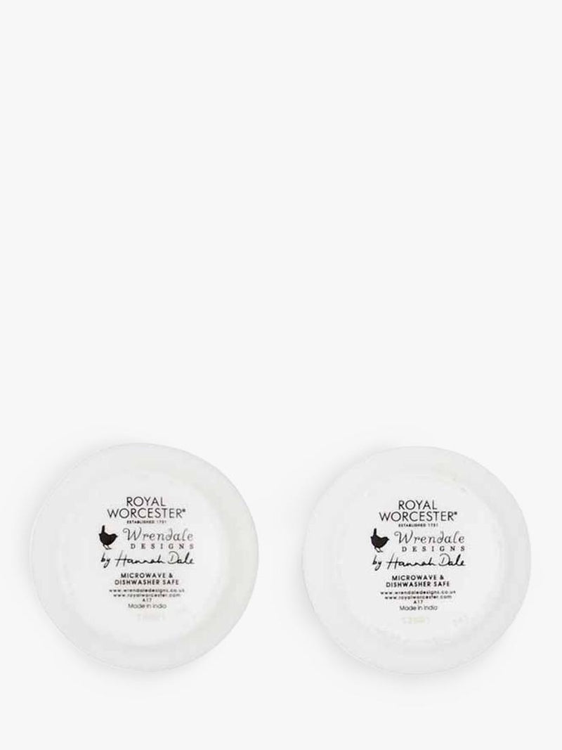 Wrendale Designs fine bone china egg cups set of 2 white multi feathery chicken designs (British brand)
