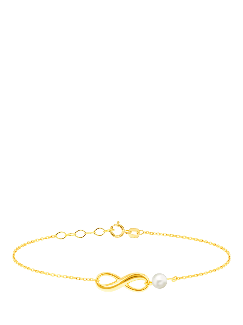 IBB 9ct gold freshwater pearl chain bracelet 18cm (British brand)