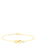 IBB 9ct gold freshwater pearl chain bracelet 18cm (British brand)