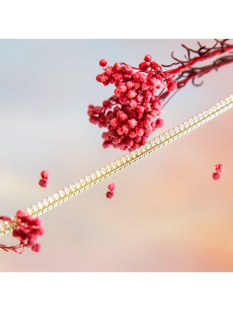 IBB 9ct gold cubic zirconia tennis bracelet (British brand)