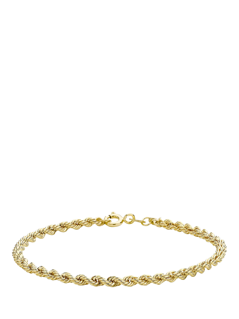 IBB 9ct gold hollow rope chain bracelet 18cm, UK version
