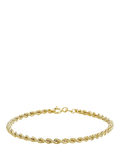 IBB 9ct gold hollow rope chain bracelet 18cm, UK version