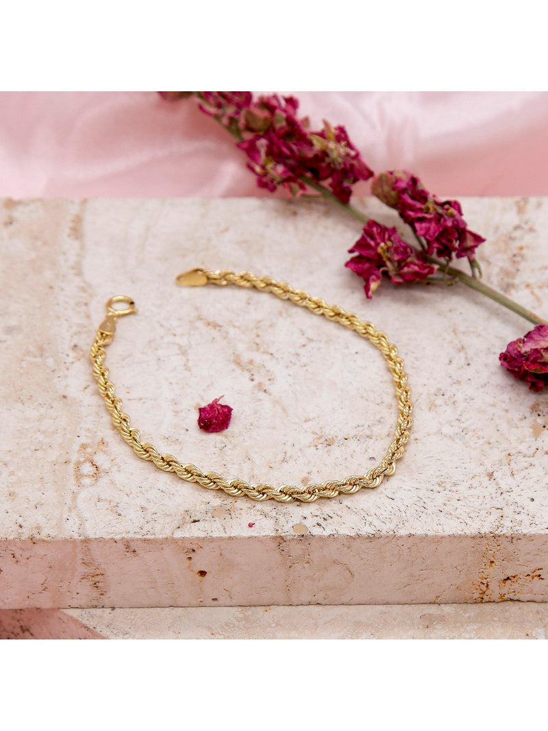 IBB 9ct gold hollow rope chain bracelet 18cm, UK version