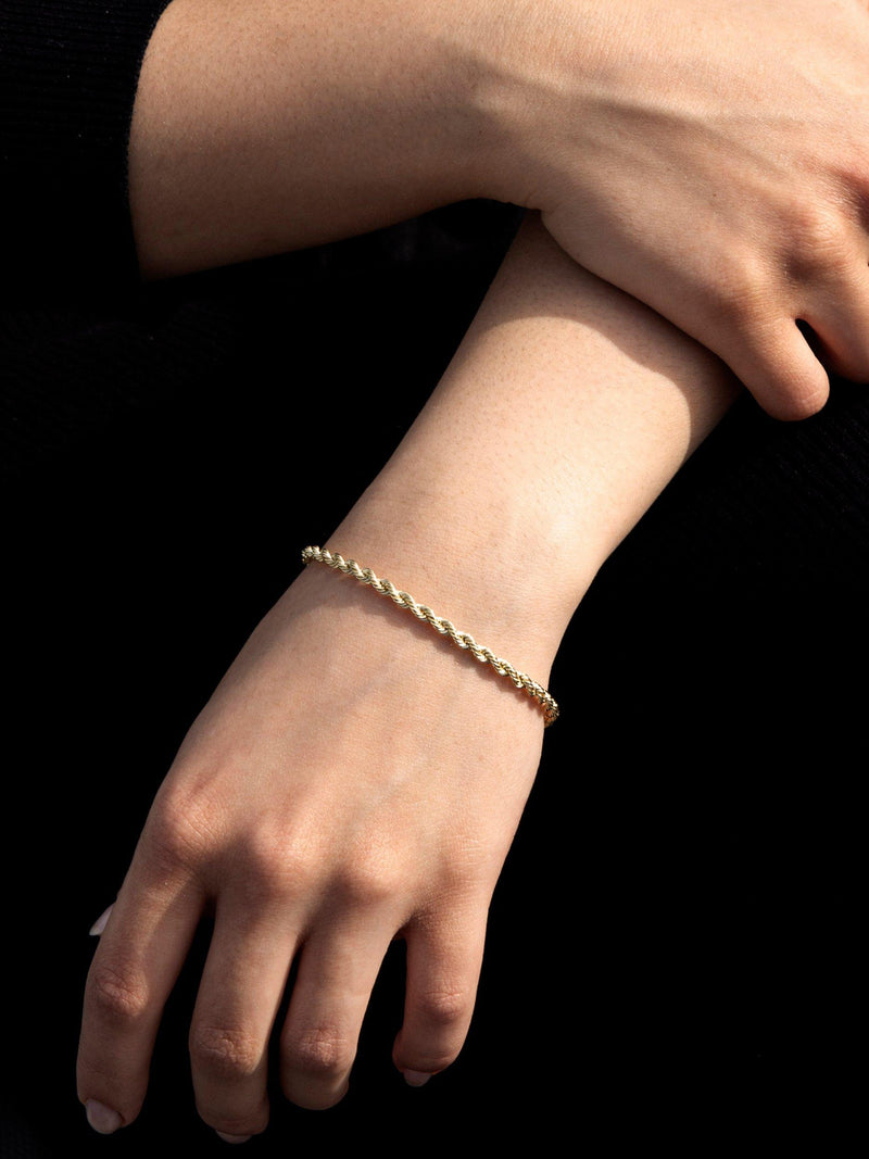 IBB 9ct gold hollow rope chain bracelet 18cm, UK version