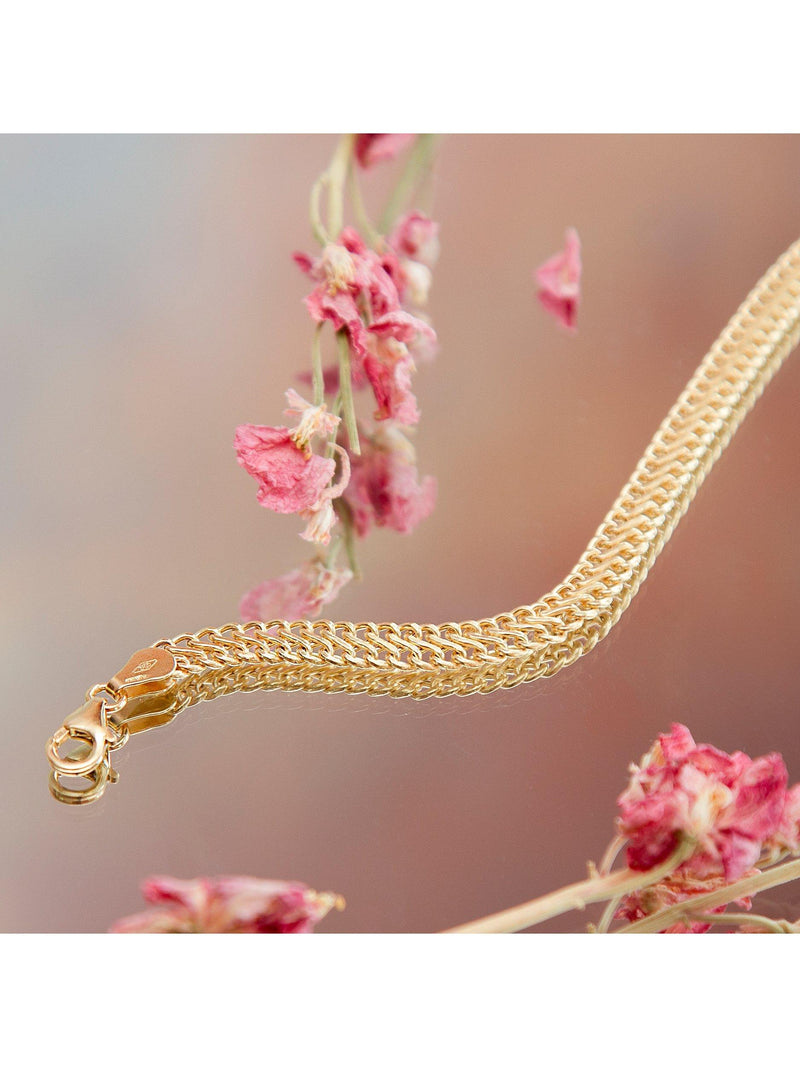IBB 9ct gold hollow woven curb bracelet 19cm - British product