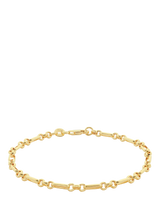 John Lewis IBB 9ct Gold Diamond Cut Figaro Belcher Chain Bracelet, Gold, 19cm- Buy online at McGrocer