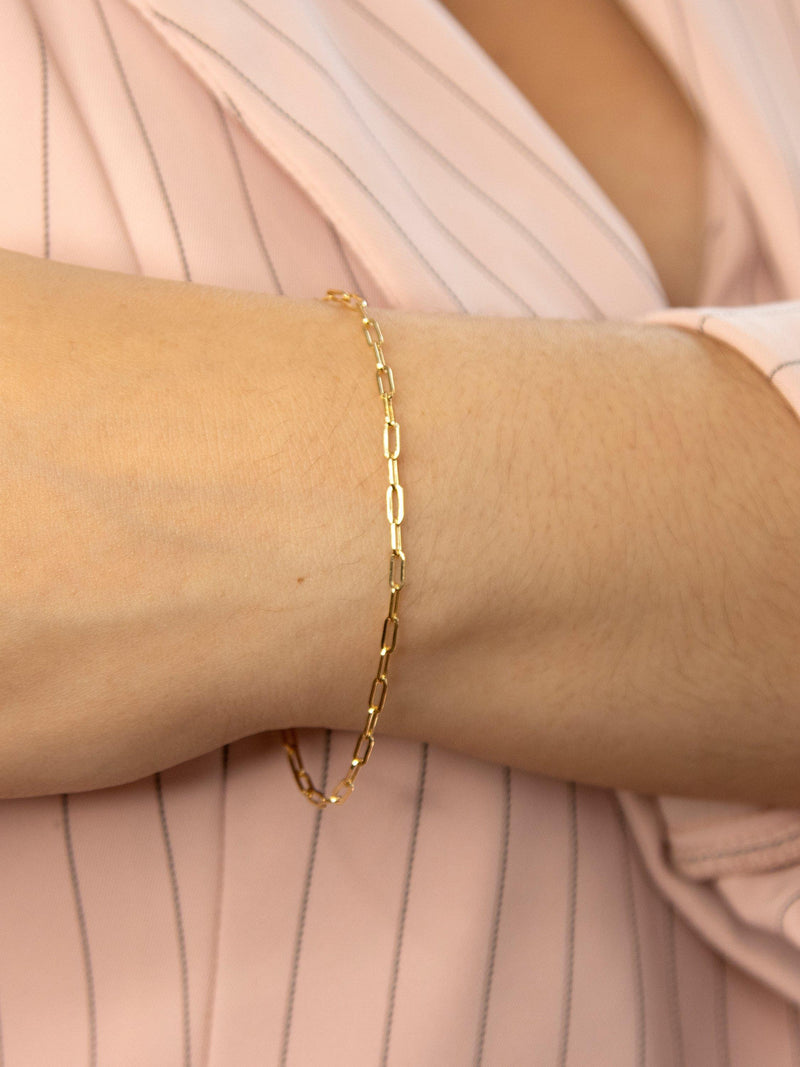 IBB 9ct gold paper chain bracelet 18.5cm (British brand)