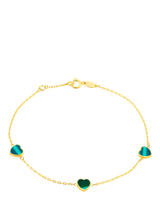 John Lewis IBB 9ct Gold Malachite Heart Petal Chain Bracelet 19cm- Buy online at McGrocer