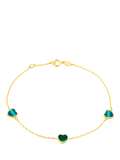 IBB 9ct gold malachite heart petal chain bracelet (British brand)