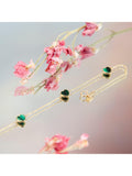IBB 9ct gold malachite heart petal chain bracelet (British brand)