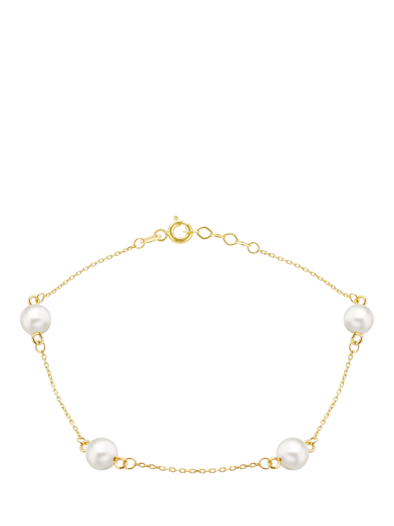IBB 9ct gold pearl station bracelet 19cm, UK version