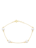 IBB 9ct gold pearl station bracelet 19cm, UK version
