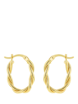 John Lewis IBB 9ct Gold Twist Oval Hoop Earrings- Buy online at McGrocer