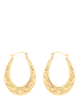 John Lewis IBB 9ct Gold Pattnered Creole Oval Earrings- Buy online at McGrocer