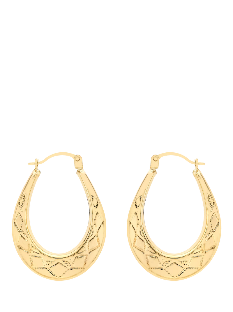 IBB gold creole oval earrings in 9ct solid yellow gold (British brand)