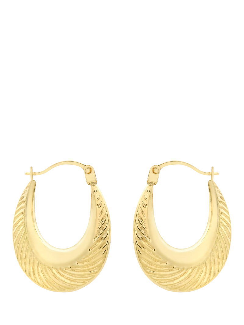 IBB gold hoop earrings patterned creole 9ct, imported from the UK