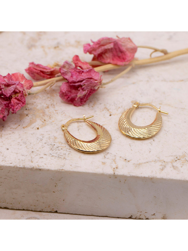 IBB gold hoop earrings patterned creole 9ct, imported from the UK