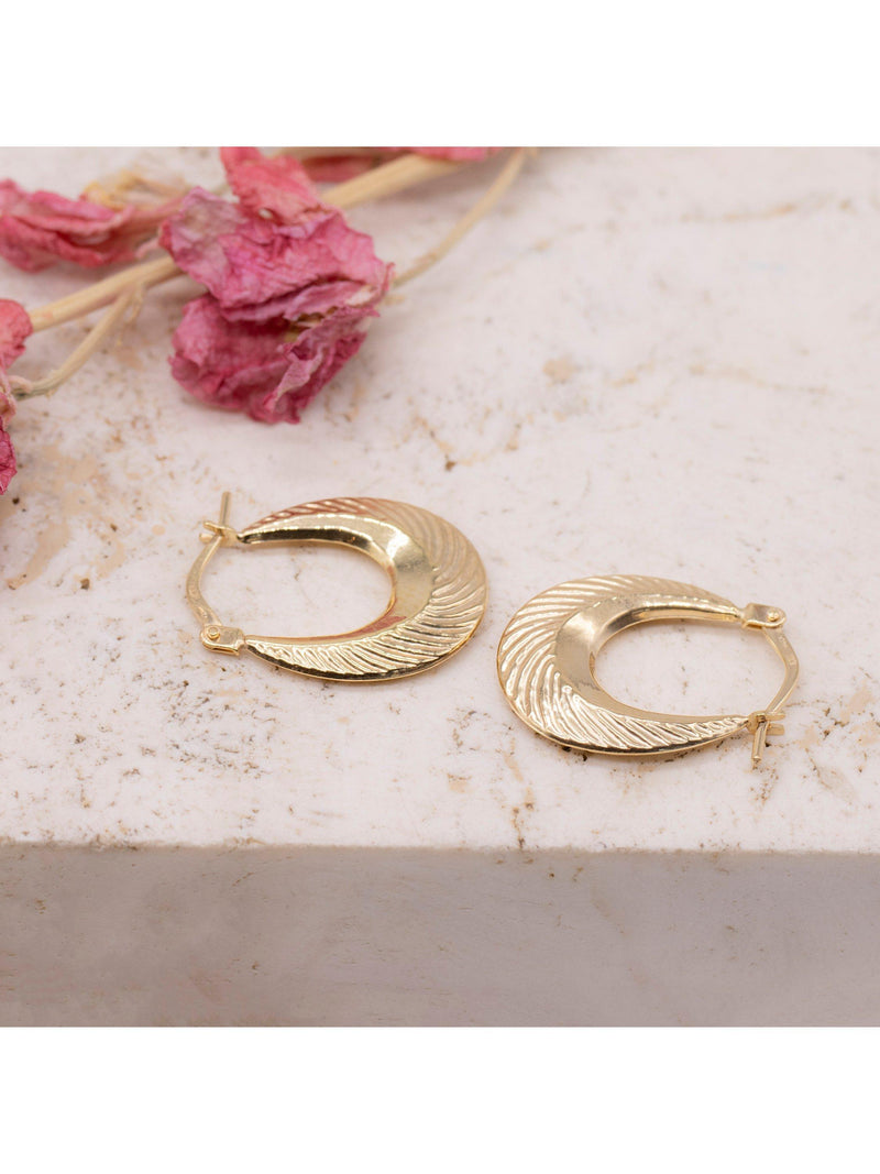IBB gold hoop earrings patterned creole 9ct, imported from the UK