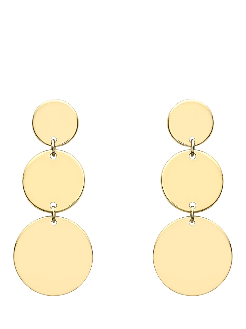 IBB 9ct gold graduated disc drop earrings - British product