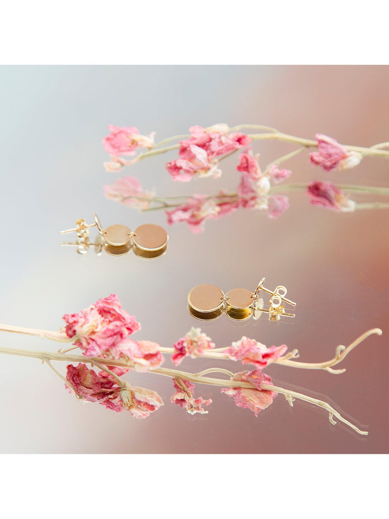 IBB 9ct gold graduated disc drop earrings - British product