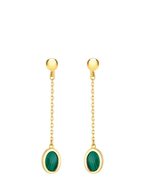 John Lewis IBB 9ct Gold Oval Malachite Chain Drop Stud Earrings- Buy online at McGrocer