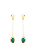 IBB 9ct gold oval malachite drop stud earrings - British product