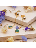 IBB 9ct gold oval malachite drop stud earrings - British product