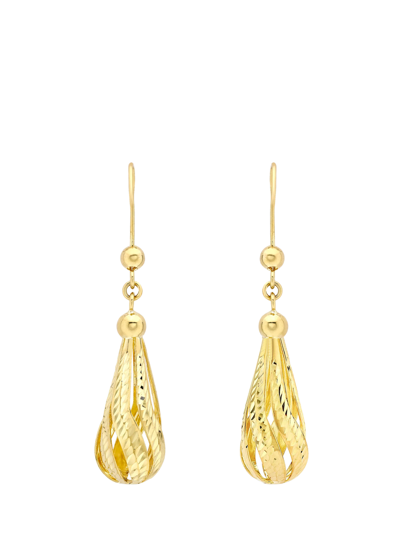 IBB 9ct gold diamond cut teardrop earrings, UK version