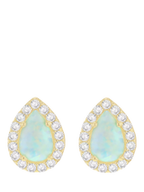 John Lewis IBB 9ct Gold Cubic Zirconia Halo Opal Teardrop Stud Earrings- Buy online at McGrocer